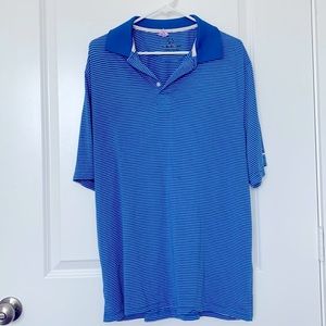 Cinch blue and white striped polo with collar